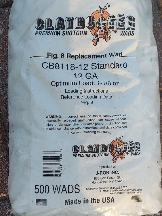 Claybuster Figure 8 Replacement Wads CB8118-12 Fig. 8 12ga 1-1/8 oz NOS-img-1