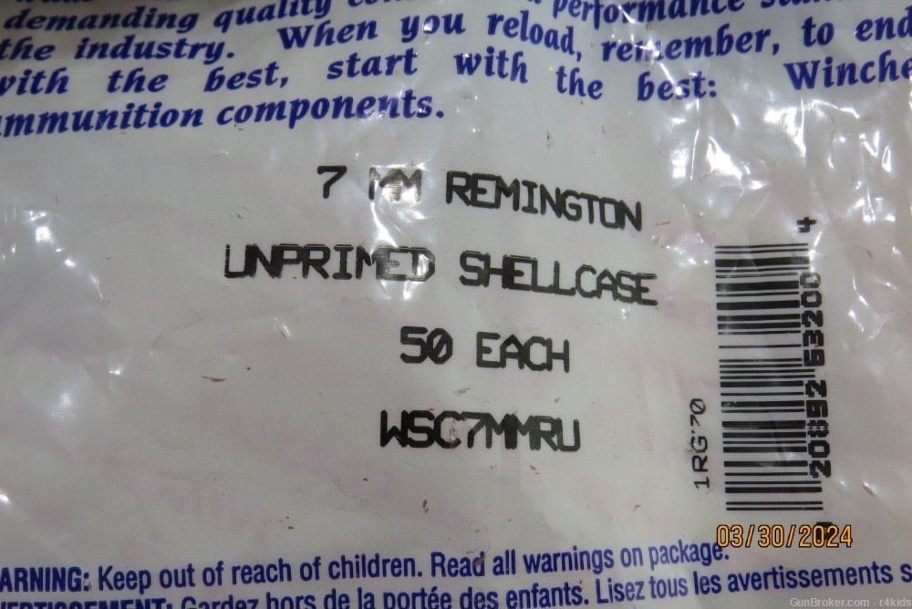 7mm Rem Mag Brass NEW Old Stock all winchester brand 150 Pieces-img-1