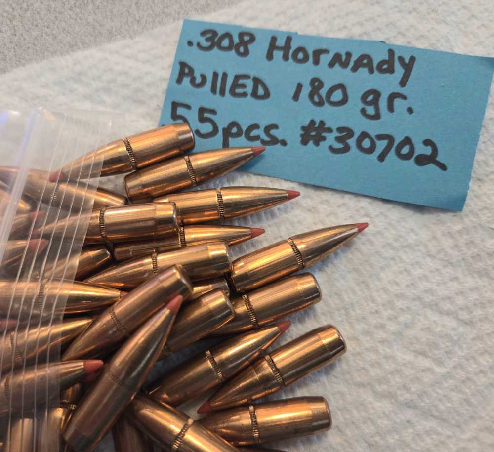 30 Cal .308 Dia 180 grain Hornady #30702 Pulled 55 pcs-img-0