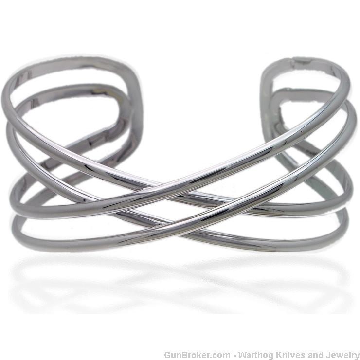 925 Sterling Silver Rhodium Plated Cuff Bracelet. 1-1/2" wide. S5. *REDUCED-img-0