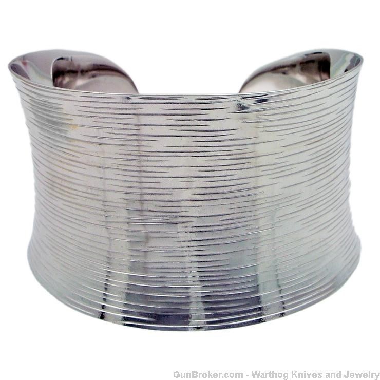 925 Sterling Silver Rhodium Plated Cuff Bracelet. 1-3/4" wide. S6.*REDUCED*-img-0