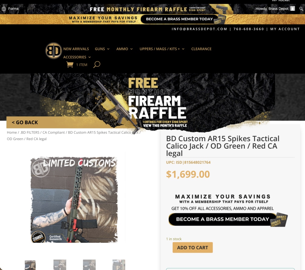 Custom AR15 Spikes Tactical Calico Jack / OD Green / Red CA legal-img-3