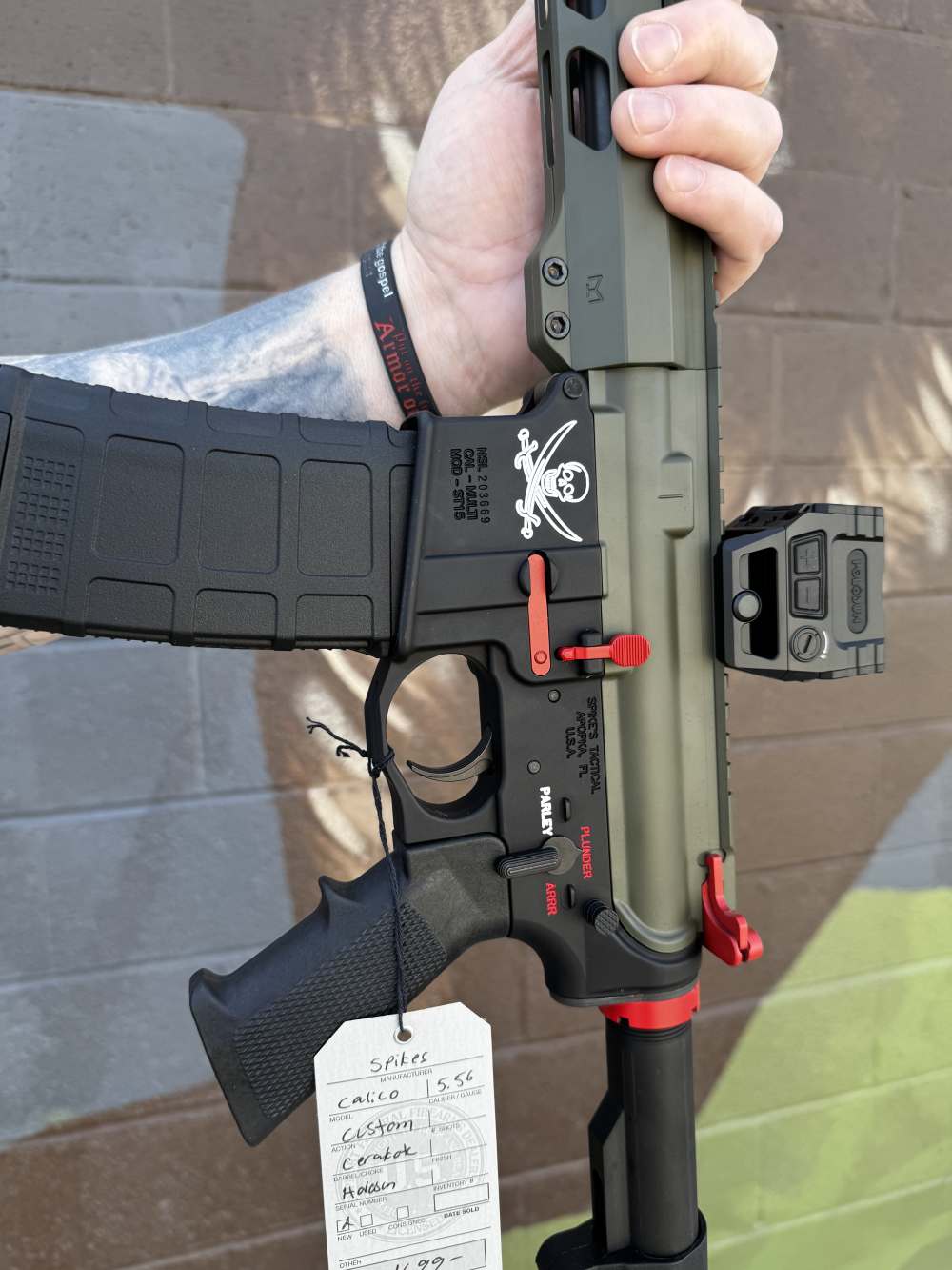Custom AR15 Spikes Tactical Calico Jack / OD Green / Red CA legal-img-5