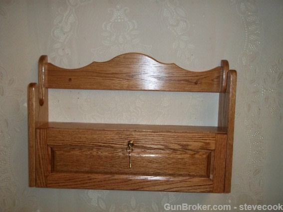 Wooden Gun Rack w/ Locking Storage Golden Oak-img-1
