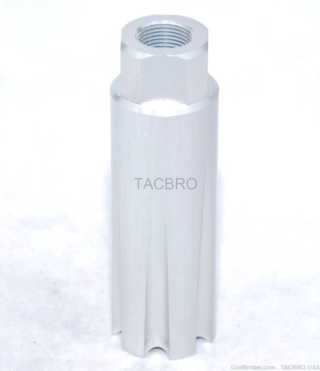 TACBRO Silver 1/2"x28 TPI Linear Comp Muzzle Brake for 9MM 350 Legend-img-4