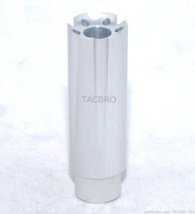 TACBRO Silver 1/2"x28 TPI Linear Comp Muzzle Brake for 9MM 350 Legend-img-3