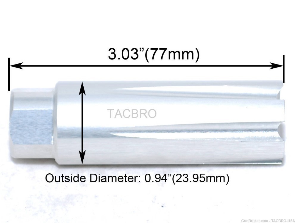 TACBRO Silver 1/2"x28 TPI Linear Comp Muzzle Brake for 9MM 350 Legend-img-2