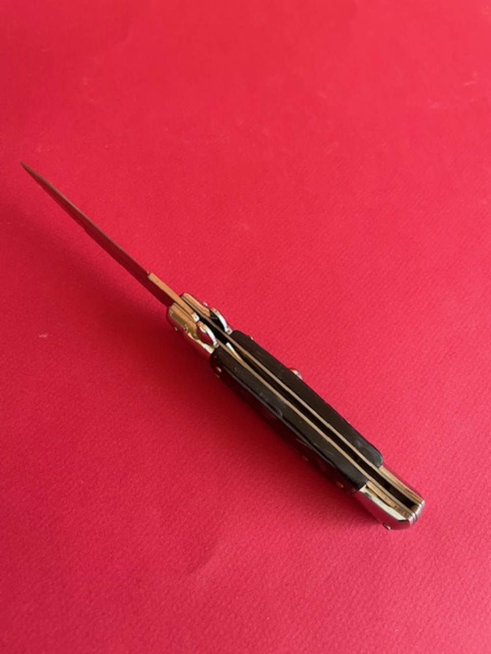 8.75" Italian Style Stiletto Classic Switchblade Knife Black Marble Handle-img-2