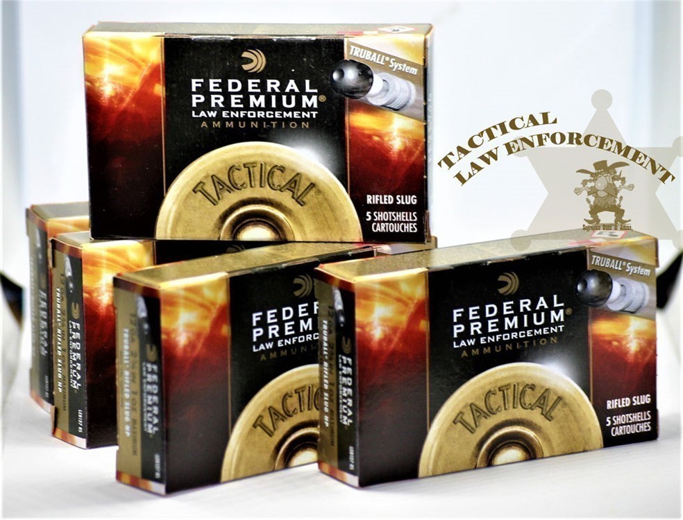 12 GA LE SLUGS FEDERAL Tactical TruBall 2¾" 12Ga 25 Rds Rifled Slug 5 Boxes-img-0