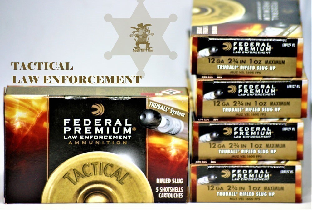 12 GA LE SLUGS FEDERAL Tactical TruBall 2¾" 12Ga 25 Rds Rifled Slug 5 Boxes-img-1