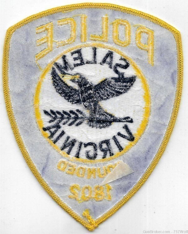 New 5 1/8" Embroidered Patch Salem Virginia Police Founded 1802-img-1