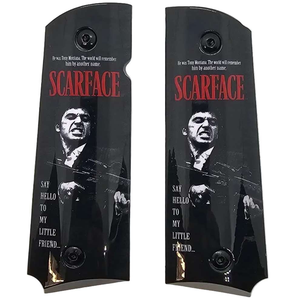 Scarface Metal 1911 Full Size Grips Black Finish Ambi Cut Premium-img-1