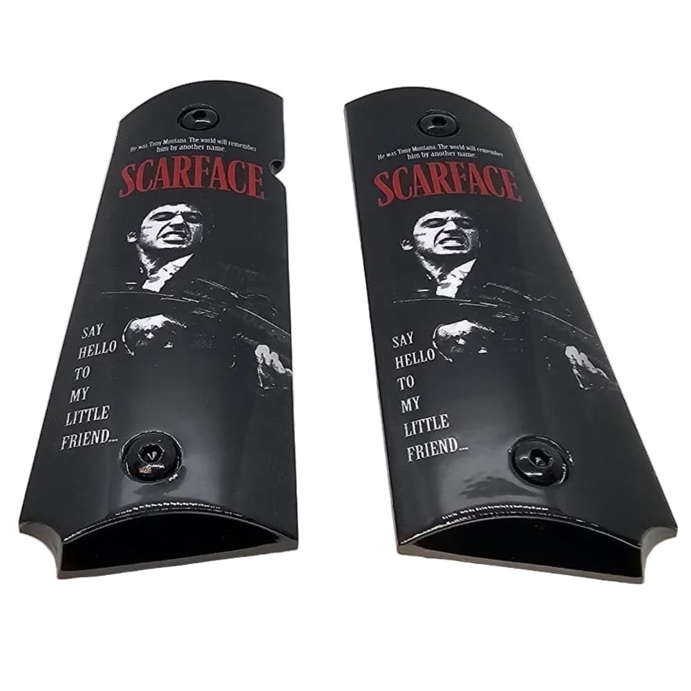 Scarface Metal 1911 Full Size Grips Black Finish Ambi Cut Premium-img-2