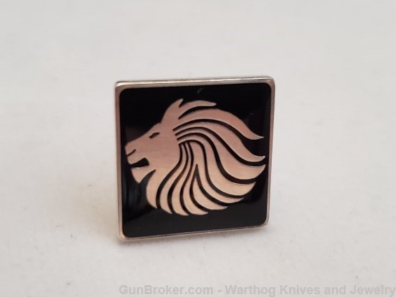 925 Sterling Cuff Links-Lion inset in Black Enamel.German Handmade.*REDUCED-img-1