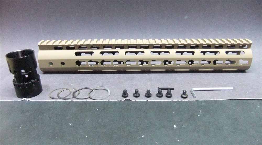 13.5" AR15 AR Flat Dark Earth FDE Keymod Free Float Handguard Rail 223 5.56-img-0