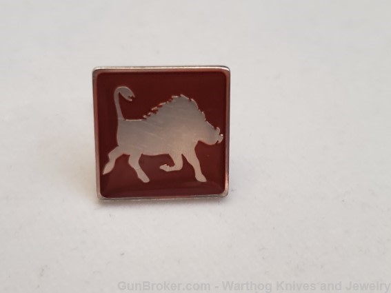 925 Sterling Cuff Links-Warthog inset in Rust Enamel. Handmade.*REDUCED*-img-1
