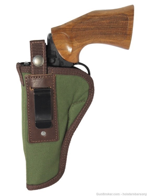 Barsony Woodland Green Belt Clip Holster for 4" Revolvers Size 7 Right-img-3