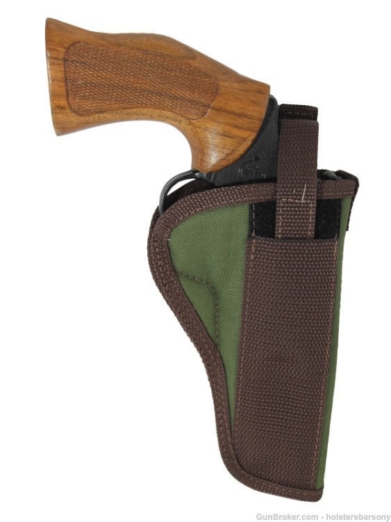 Barsony Woodland Green Belt Clip Holster for 4" Revolvers Size 7 Right-img-0