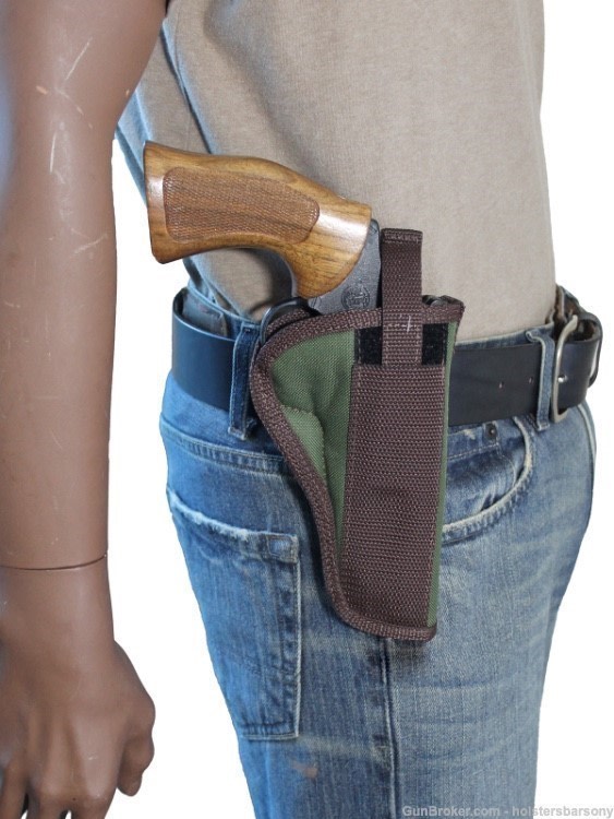 Barsony Woodland Green Belt Clip Holster for 4" Revolvers Size 7 Right-img-1
