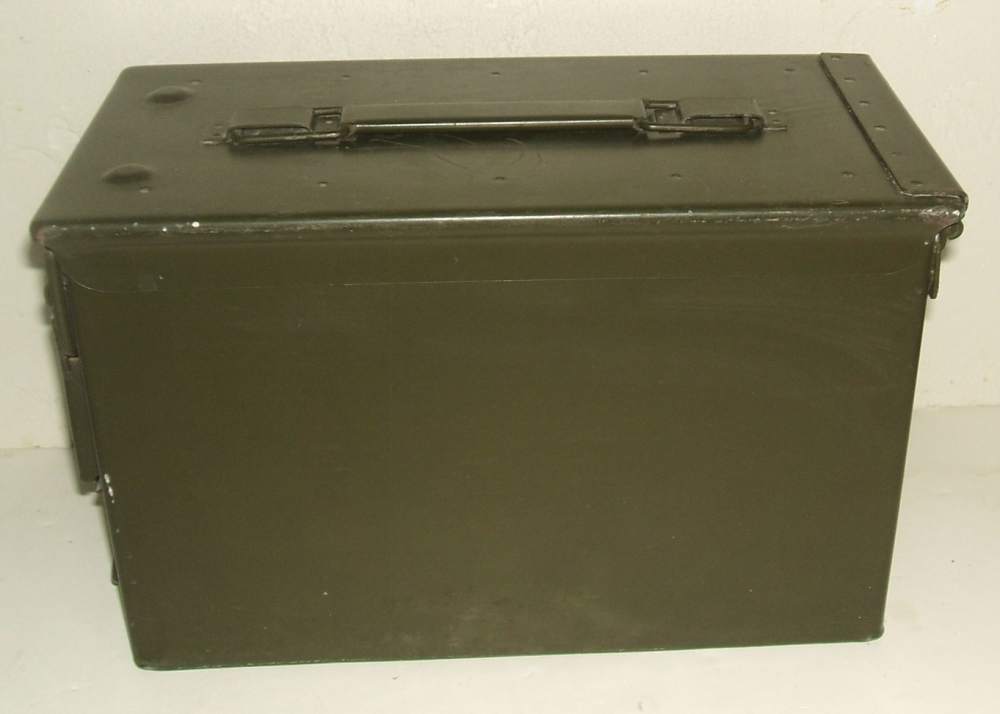 Vintage 1976 50 cal can IDF Uzi ammunition (empty) box SMG ammo Hebrew-img-4