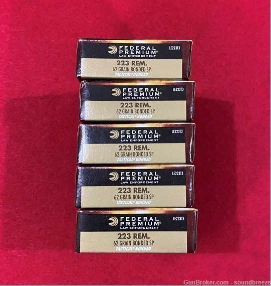 Federal Premium Law Enforcement Tactical Bonded 62gr 223 Rem. 5 Boxes-img-1