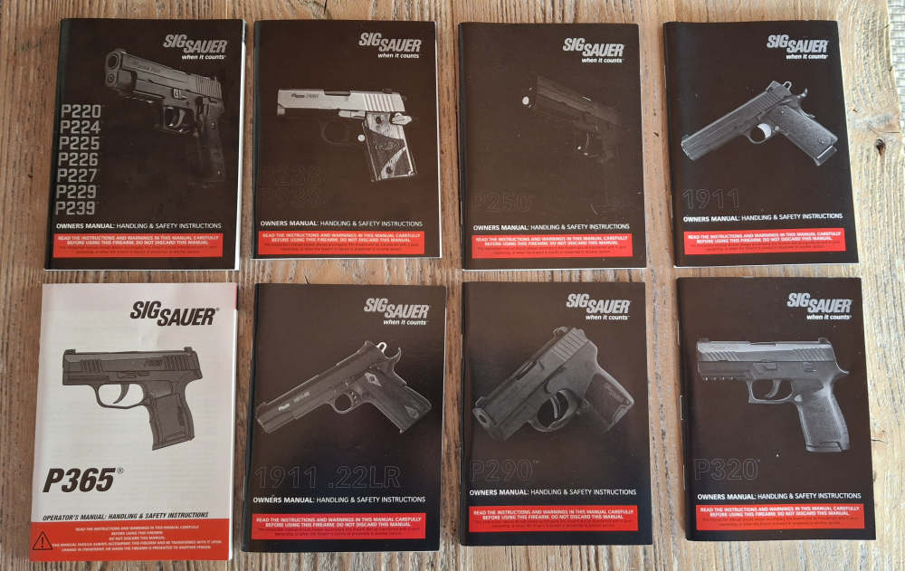 8 Piece Lot of Sig Sauer Pistol Manuals -img-0