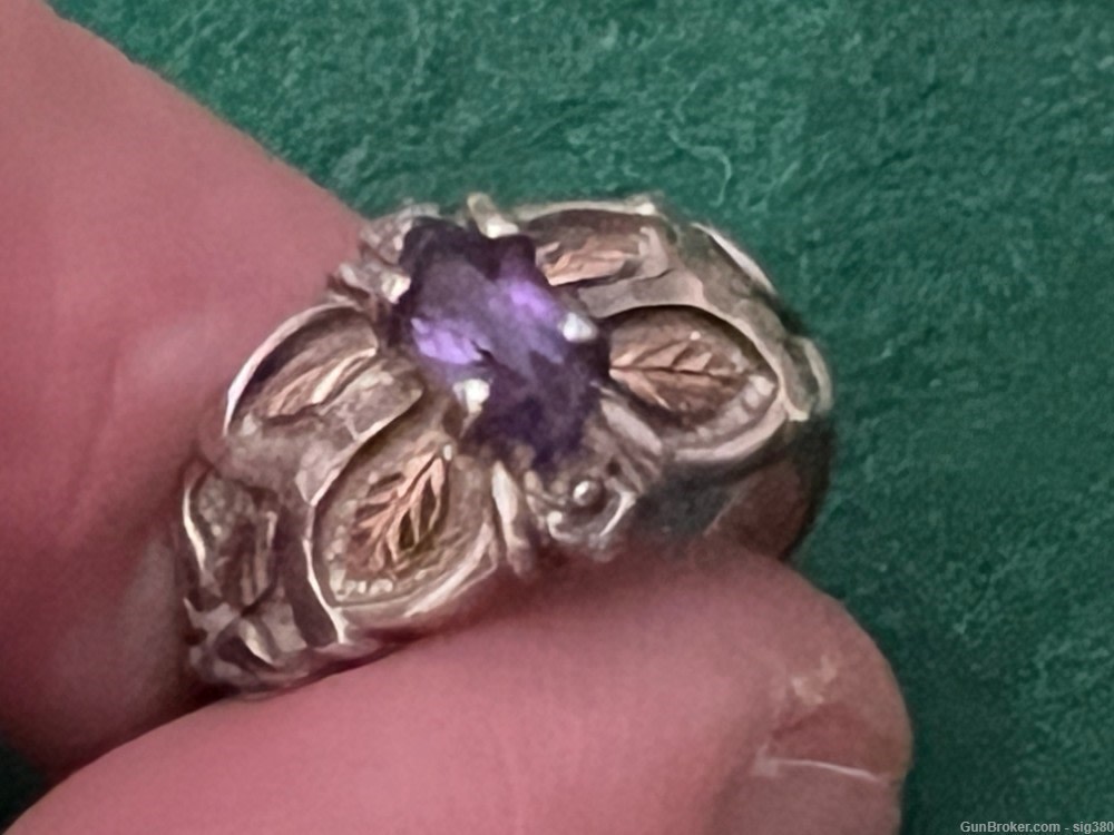 VINTAGE 14K GOLD AND STERLING SILVER AMETHYST RING, SIZE 7-img-10