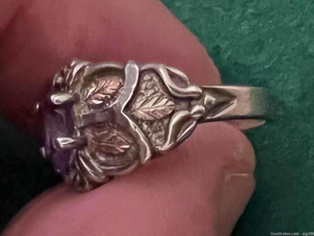 VINTAGE 14K GOLD AND STERLING SILVER AMETHYST RING, SIZE 7-img-7
