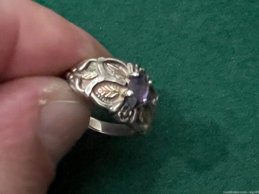 VINTAGE 14K GOLD AND STERLING SILVER AMETHYST RING, SIZE 7-img-3