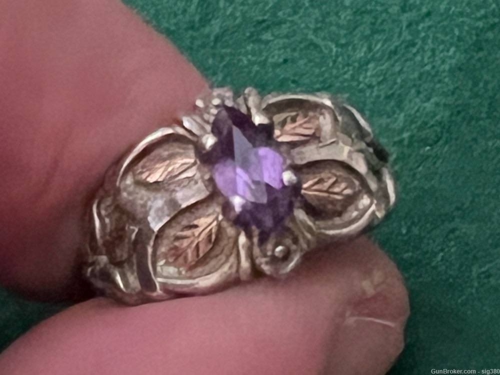 VINTAGE 14K GOLD AND STERLING SILVER AMETHYST RING, SIZE 7-img-9