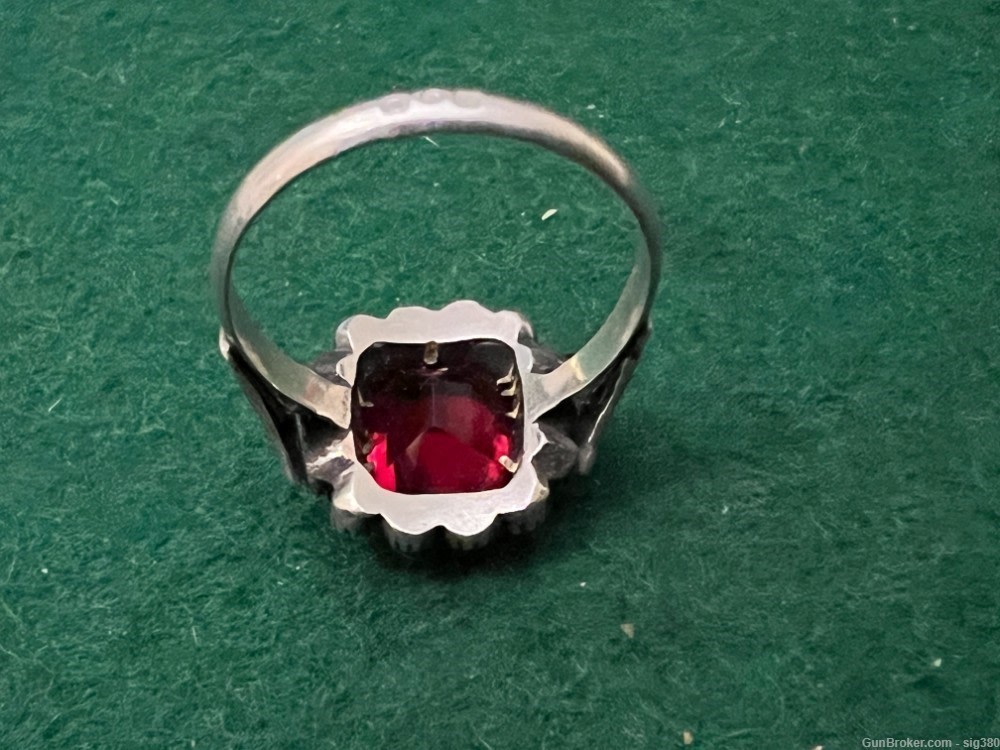 ANTIQUE FRENCH 14K GOLD AND STERLING SILVER 2CT GARNET RING, SIZE 8--img-7