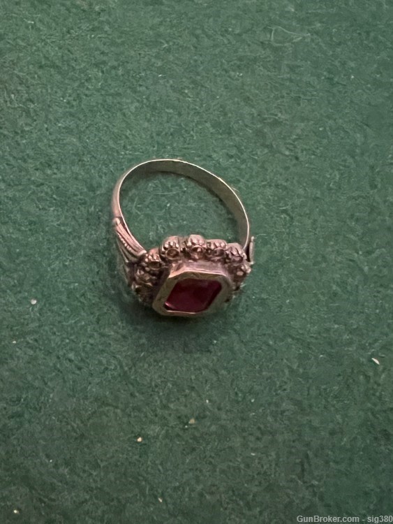ANTIQUE FRENCH 14K GOLD AND STERLING SILVER 2CT GARNET RING, SIZE 8--img-5
