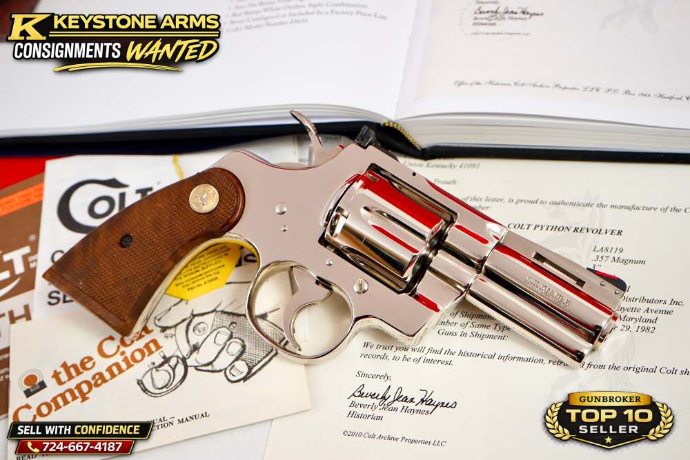 KING OF SNAKE GUNS 3" NICKEL COLT PYTHON DOCUMENTED IN BOOK NIB GRAIL-img-8