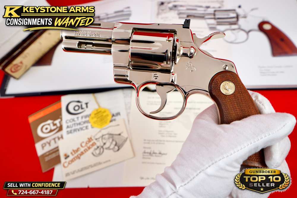 KING OF SNAKE GUNS 3" NICKEL COLT PYTHON DOCUMENTED IN BOOK NIB GRAIL-img-13