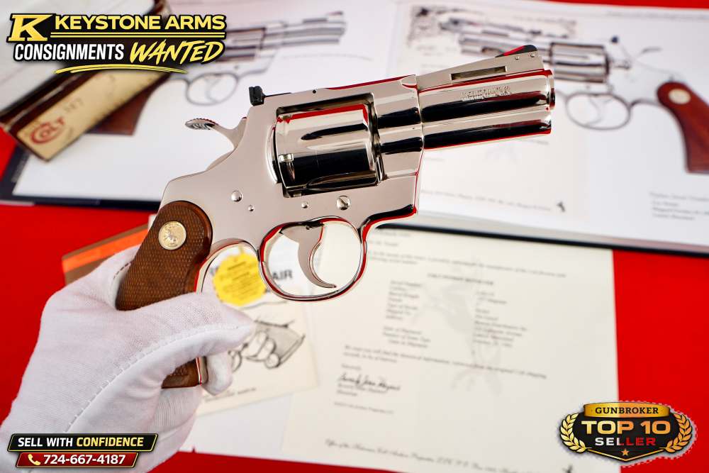KING OF SNAKE GUNS 3" NICKEL COLT PYTHON DOCUMENTED IN BOOK NIB GRAIL-img-12