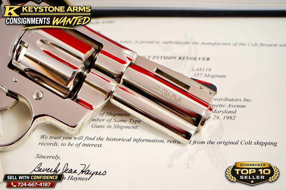 KING OF SNAKE GUNS 3" NICKEL COLT PYTHON DOCUMENTED IN BOOK NIB GRAIL-img-9
