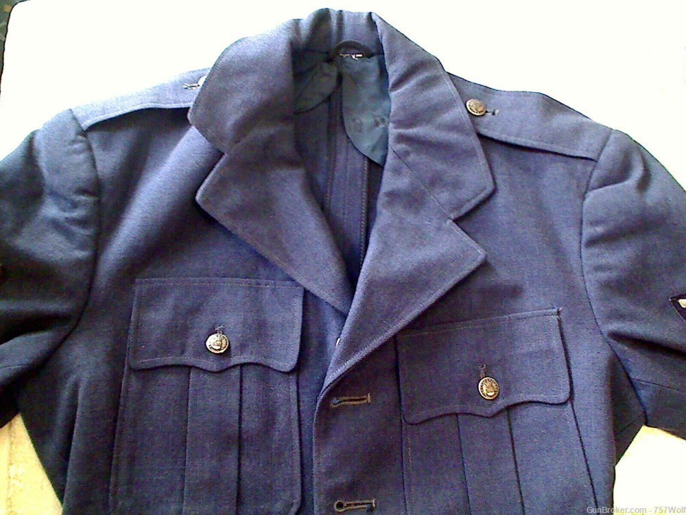 Vintage USAF US Air Force Blue Dress Jacket 37R Airman First Class Cut Edge-img-2
