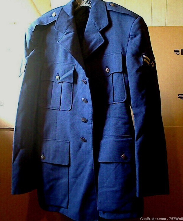 Vintage USAF US Air Force Blue Dress Jacket 37R Airman First Class Cut Edge-img-4