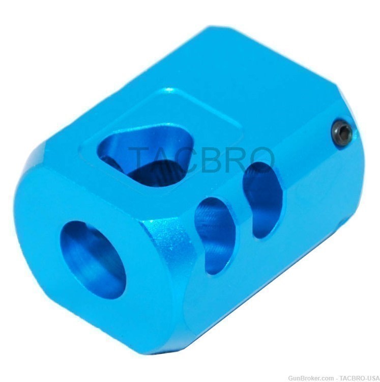 TACBRO Blue Anodized 1/2"x28 Muzzle Brake Compensator For Glock 9MM-img-0