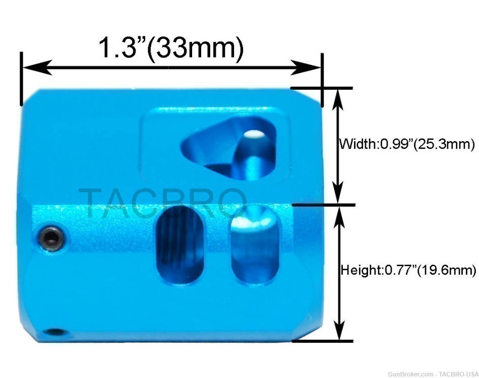 TACBRO Blue Anodized 1/2"x28 Muzzle Brake Compensator For Glock 9MM-img-1