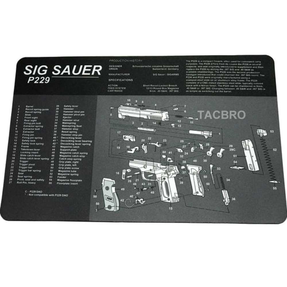 TACBRO SIG SAUER P229 - NON-SLIP WORKBENCH CLEANING MAT WITH PARTS LIST-img-0