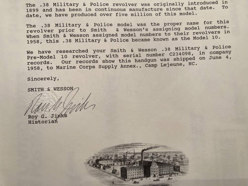 Smith & Wesson Military/Police .38 S&W 1958 USMC Shipped Jinks Letter 98%+-img-23