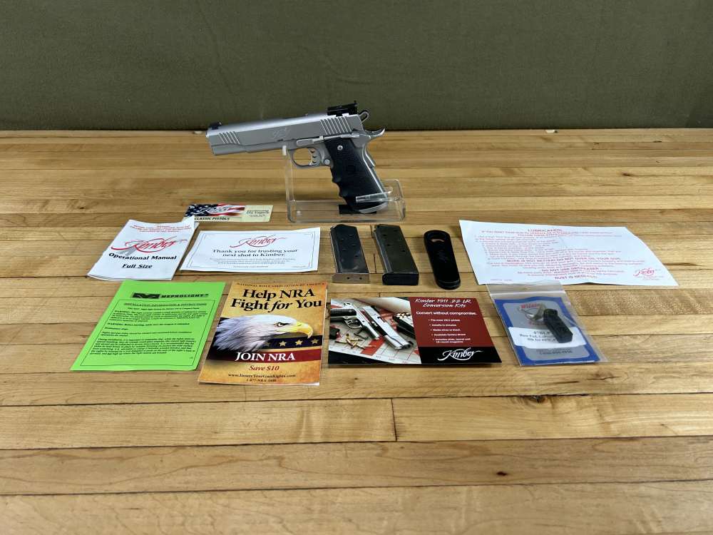 Kimber Stainless Target II 1911 Pistol .45 ACP Semi Auto Two Mags VGC Hogue-img-0