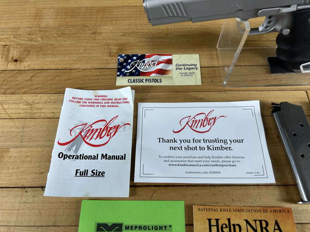 Kimber Stainless Target II 1911 Pistol .45 ACP Semi Auto Two Mags VGC Hogue-img-1