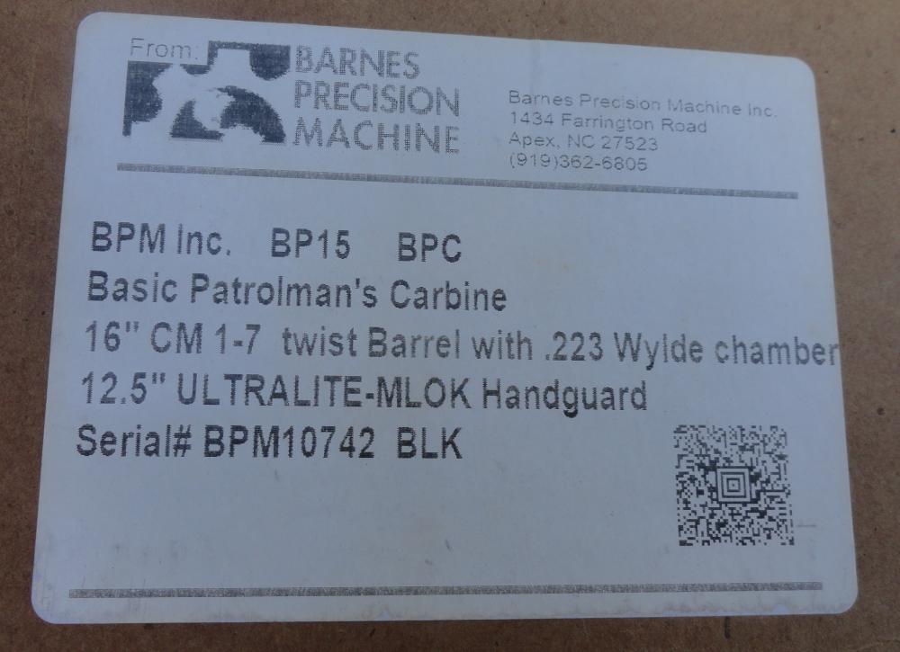 Barnes Precision Machine Inc. BPM BP15 Basic Patrolman's Carbine, Excellent-img-25