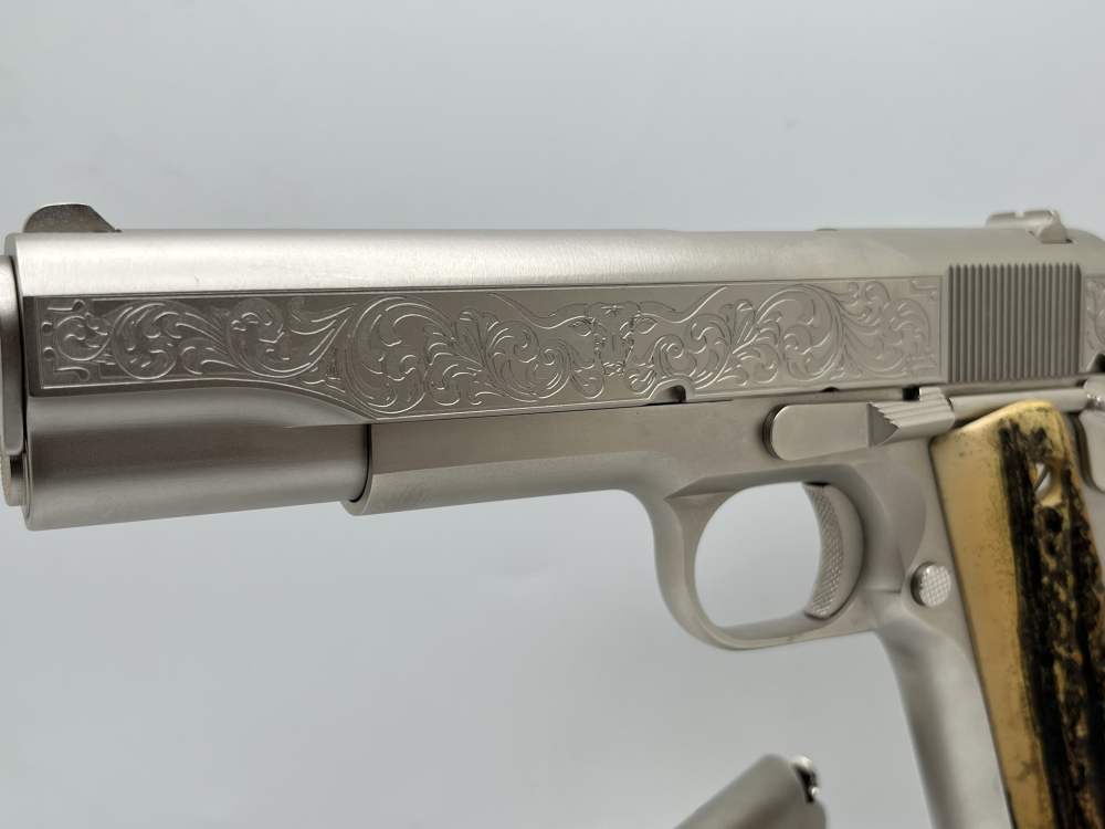 NIB.  Satin nickel Colt 45 cattle brand  1911-img-0