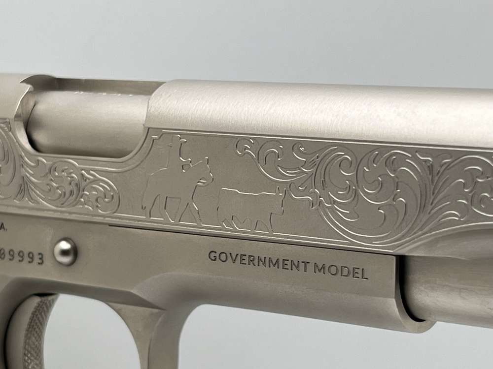 NIB.  Satin nickel Colt 45 cattle brand  1911-img-9