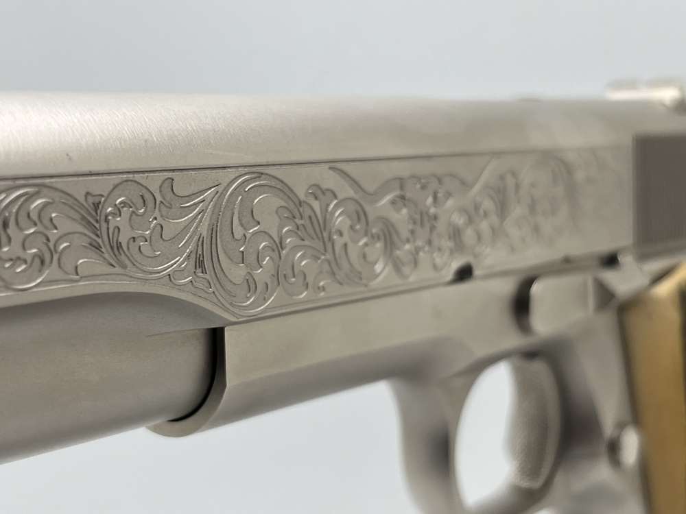 NIB.  Satin nickel Colt 45 cattle brand  1911-img-4