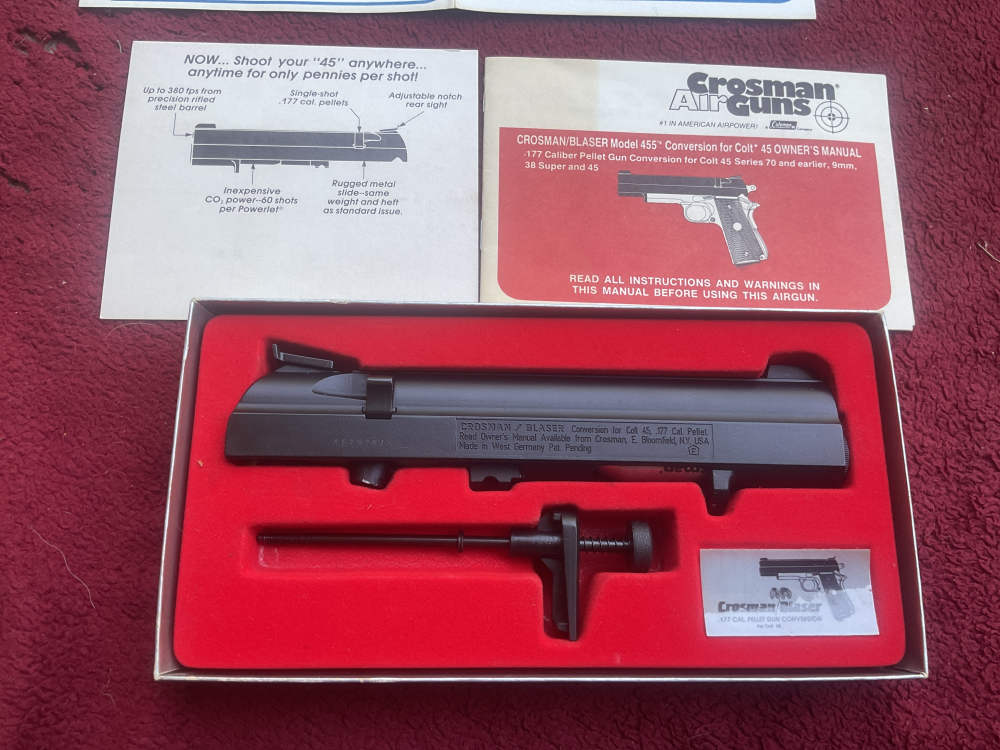 Like New in Box 1911 Model 455  Crosman Blaser 177 Pellet Conversion -img-1