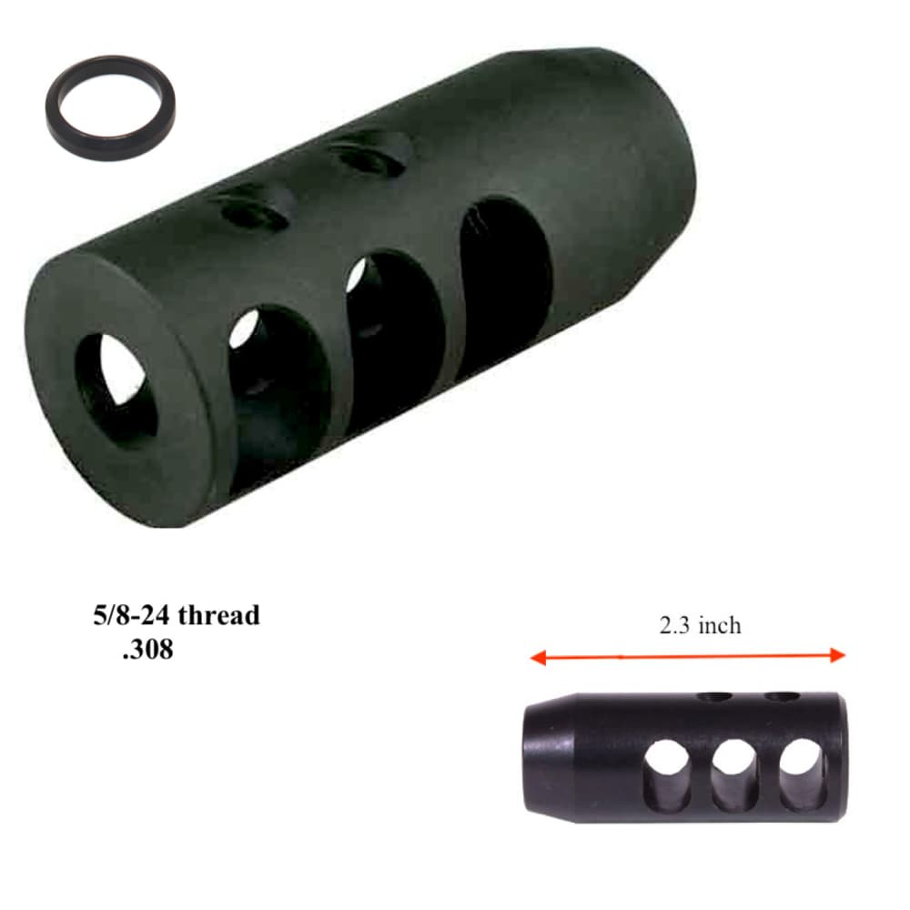 AR10 308 Steel Competition Muzzle Brake 5/8x24 Thread w/ Washer-img-0